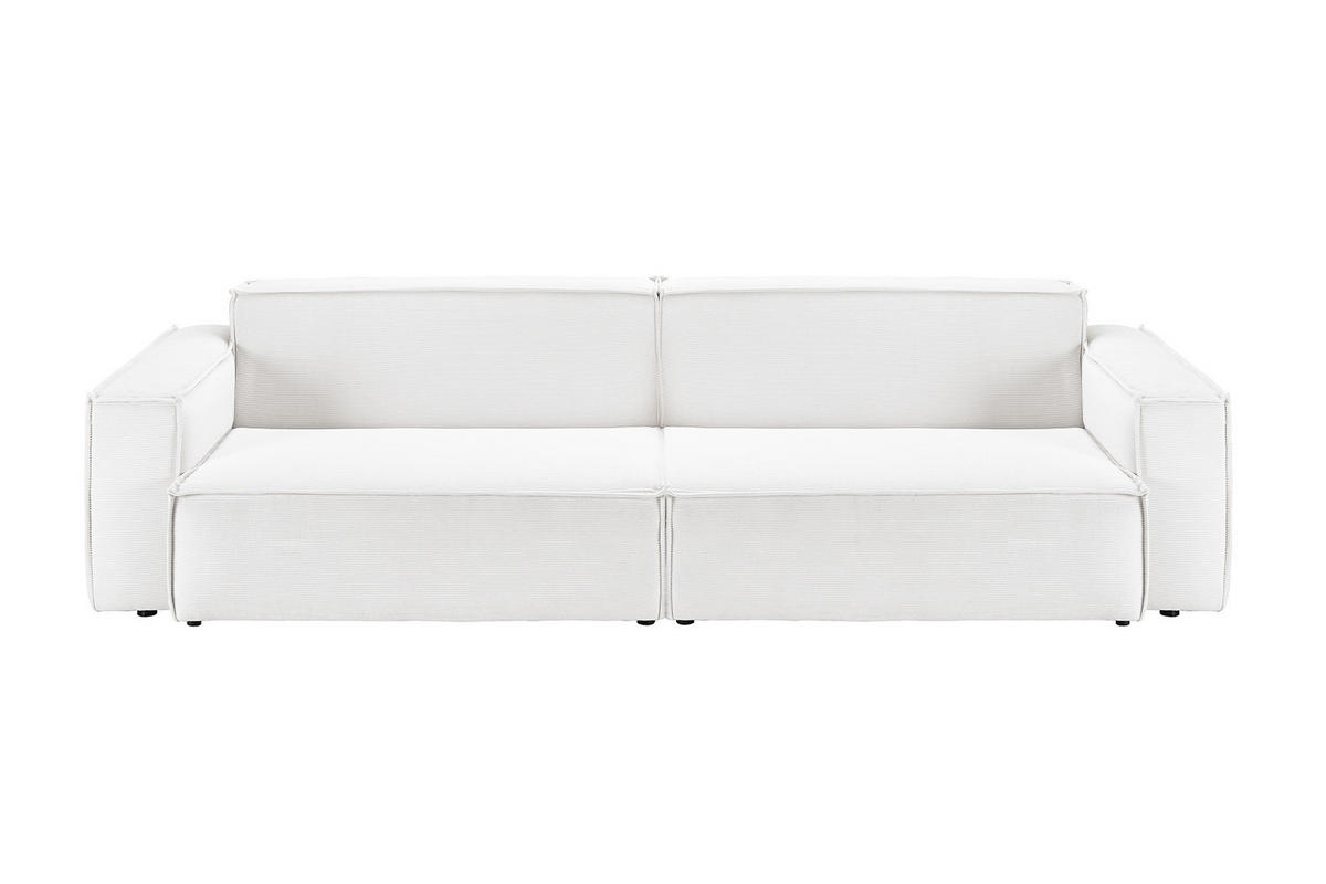 SOFA SAMU Weiß Cord - Schwarz/Weiß, Textil (236/72/106cm) - KAWOLA