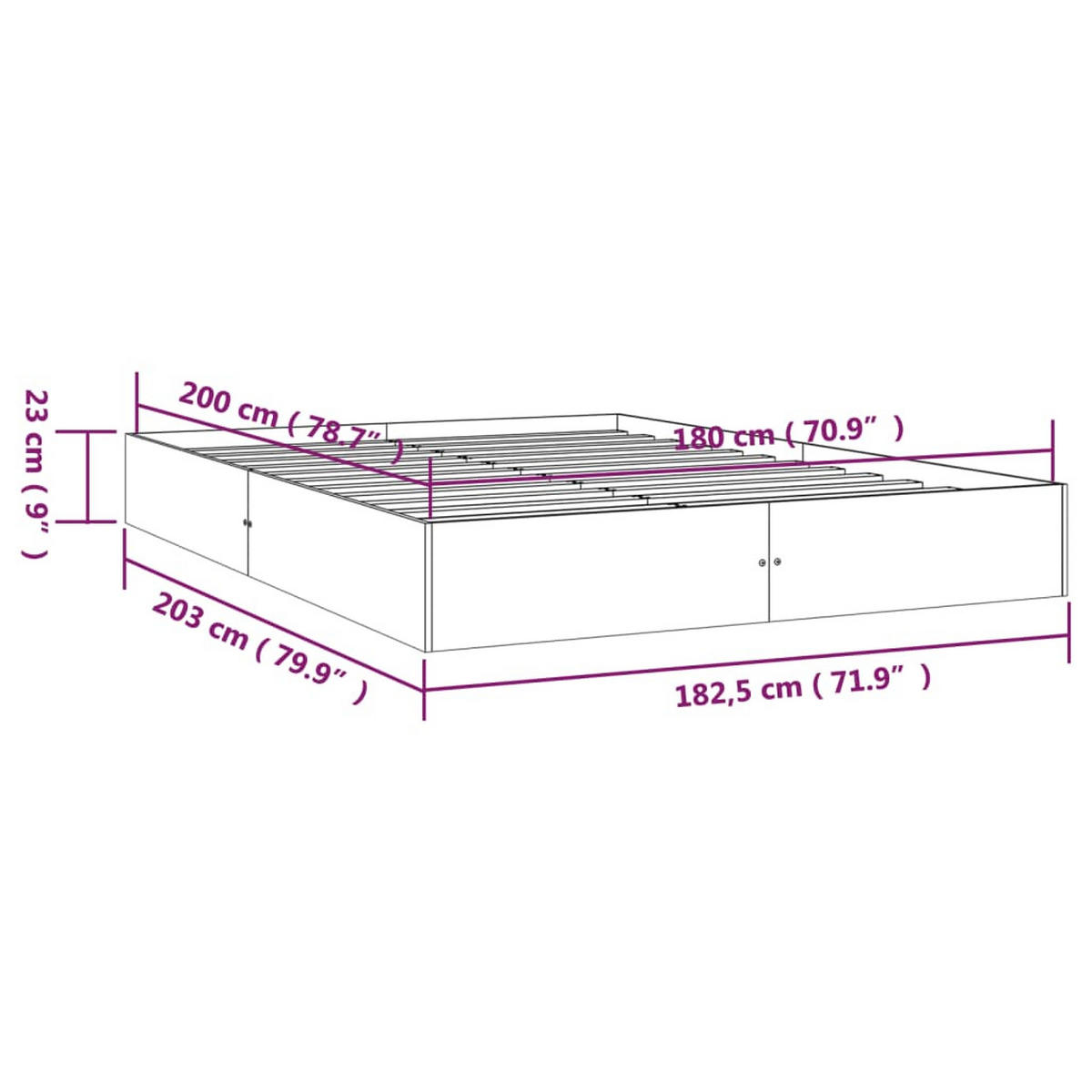 MASSIVHOLZBETT Weiss 180/200 Cm - Weiß, Textil (180/200cm) - vidaXL