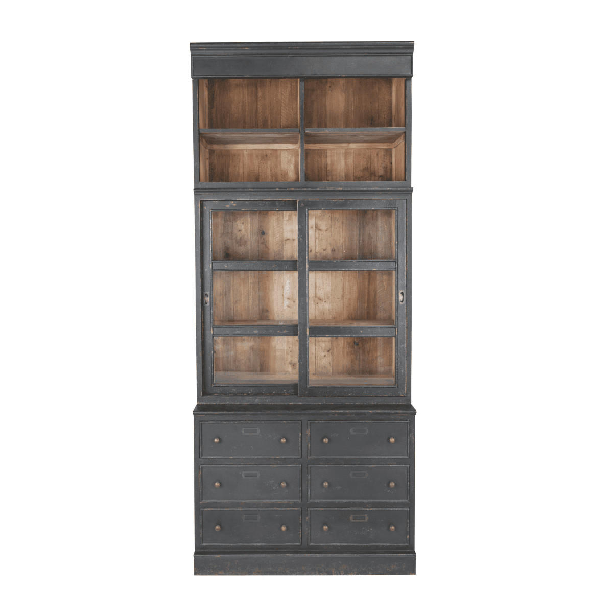 BÜCHERREGAL aus Massivkiefer H240 cm - AMSTERDAM - Schwarz, Holzwerkstoff (42/240/42cm) - Signature