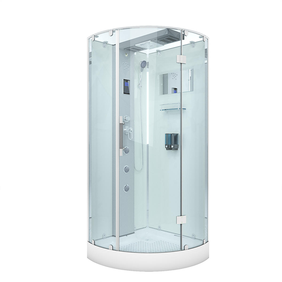 DAMPFDUSCHE Dusche D37-10R2 Weiß 90x90 - Weiß, Glas/Kunststoff (90/90/218cm) - AcquaVapore by Sandra Jentho