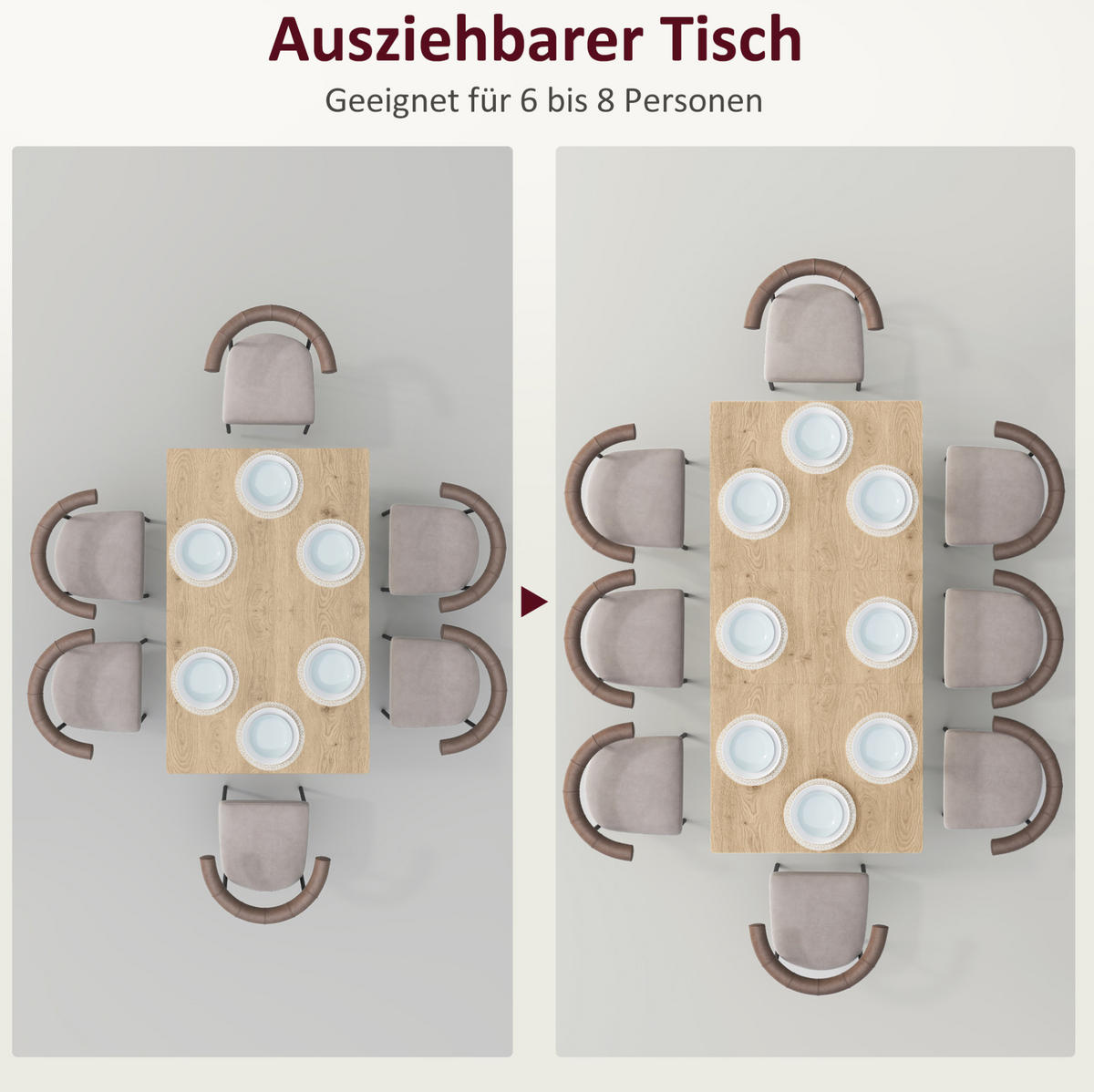 JÍDELNÍ stůl 120/160/75/77 cm přírodní z MDF rozkládací - hnědá, kompozitní dřevo (160/75/77cm) - OKWISH