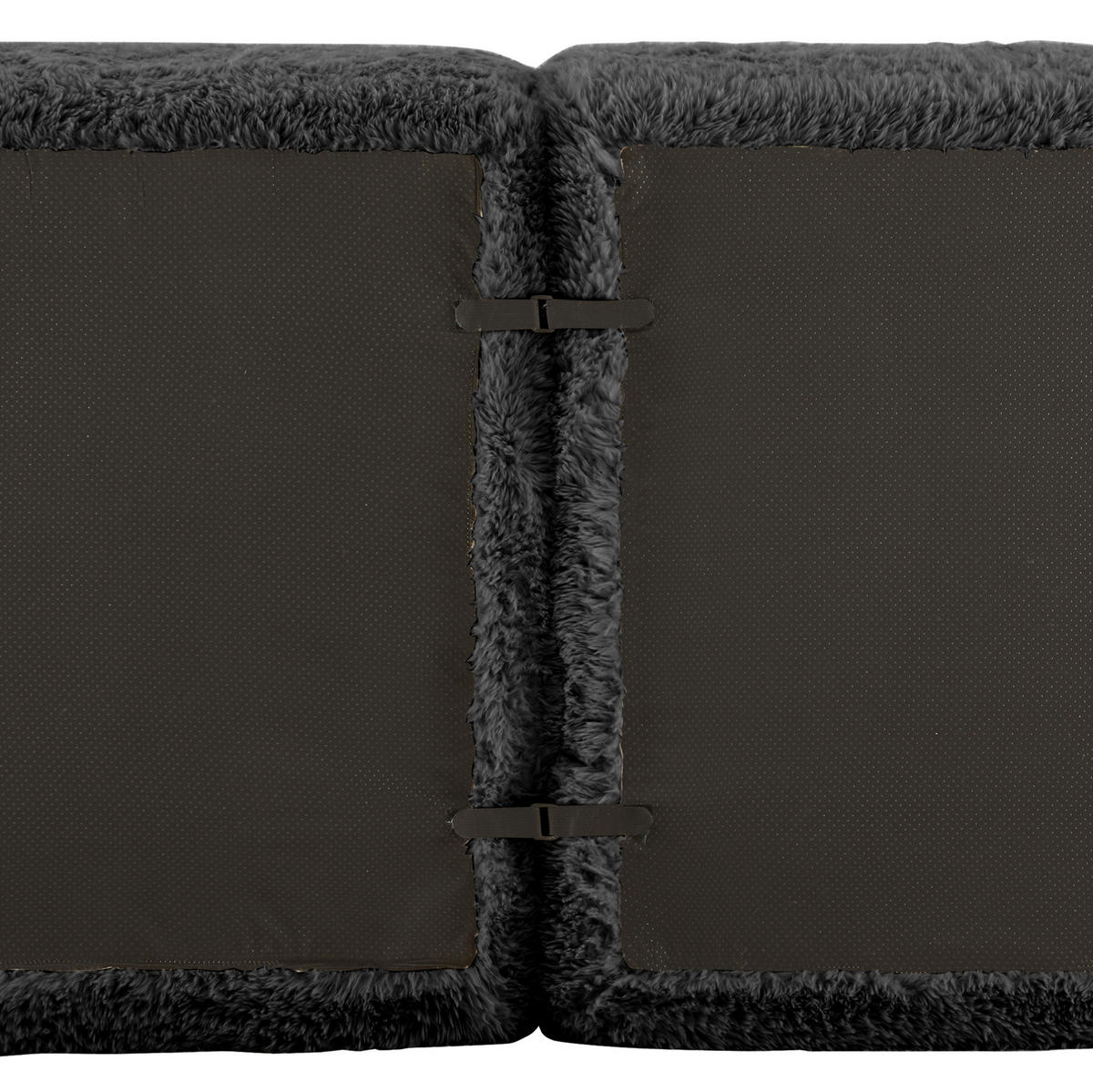 ECKSOFA aus Plüsch in Schwarz mit modularem Design - Schwarz, Textil (179/73/204cm) - Modfu