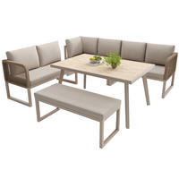 LOUNGEGARNITUR aus Rattan & Metall 121.5x61x77 cm Beige mit modularer Loungegruppe - Beige, Metall - Modfu