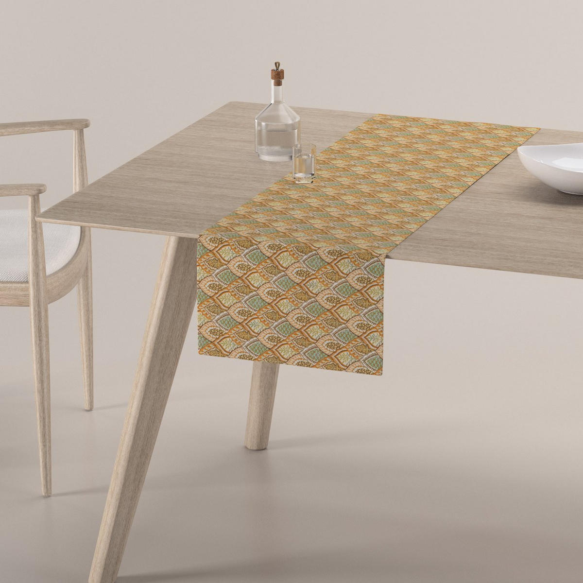 TISCHLÄUFER Intenso Premium, gold und grün, 40x130 cm - Beige, Textil (40/130cm) - Dekoria