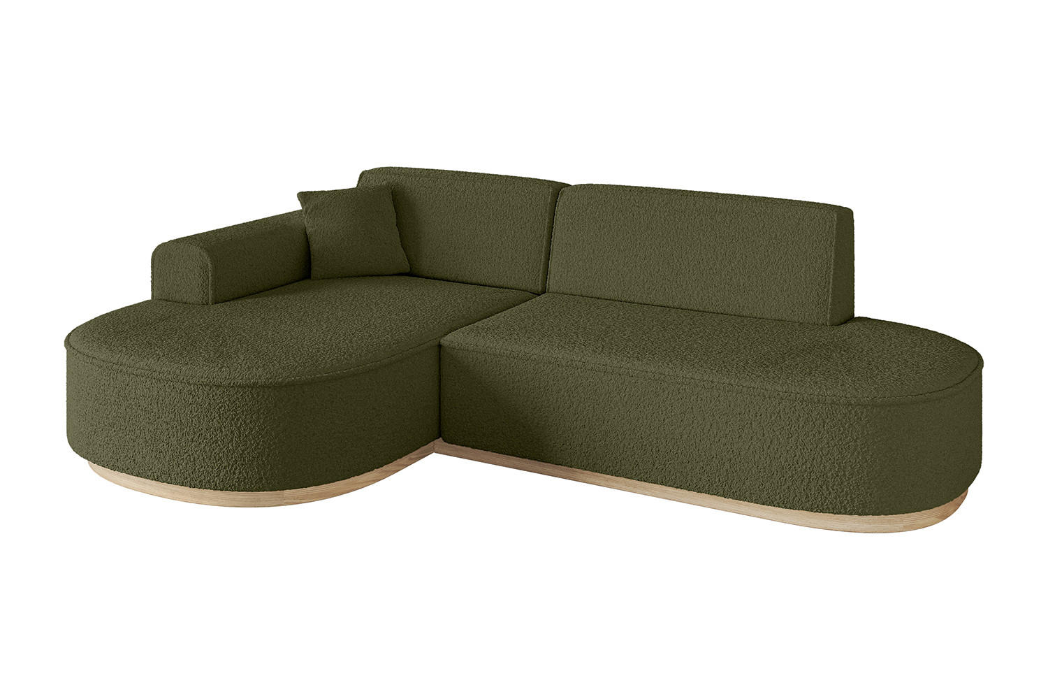ECKSOFA Ottomane Links MARI-L1-v1 - 243x171x83 cm Grün Bouclé - Grün, Holzwerkstoff/Textil (243/171cm) - ALTDECOR