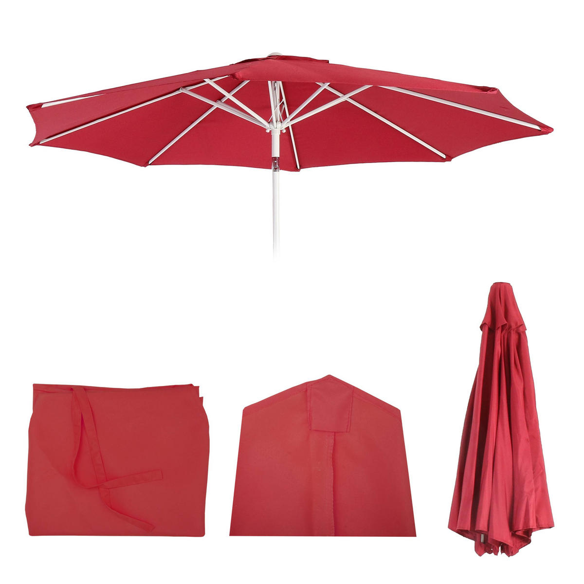 ERSATZ-BEZUG FÜR SONNENSCHIRM Rot - Rot, Textil (300/300cm) - MCW