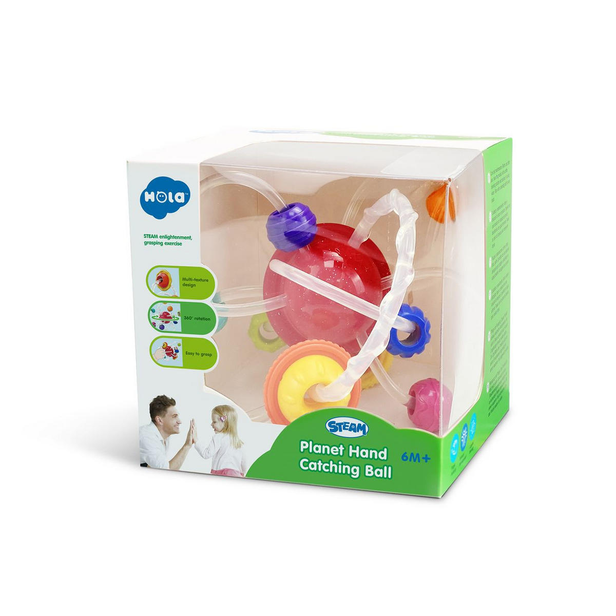 BABYRASSEL Planeten E7998 bunt Handfangball, Beißring, Lernspielzeug, ab 6 Monaten, Planetenform - Multicolor, Kunststoff (9/17/16cm) - Moni