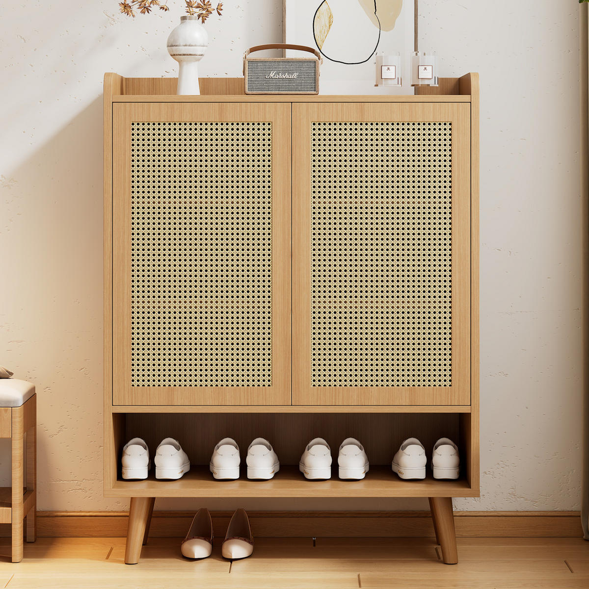 SCHUHSCHRANK aus Spanplatte 80x105x35cm in Eichefarben mit Push-to-Open - Eichefarben, Holzwerkstoff (80/105/35cm) - Modfu