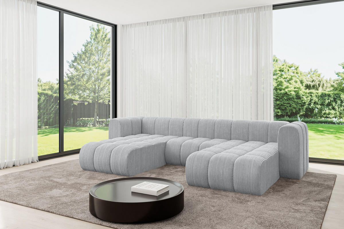 WOHNLANDSCHAFT modulares Sofa Joren-U1 - 319x177x70 cm Grau - Grau, Holzwerkstoff/Textil (319/70/177cm) - ALTDECOR