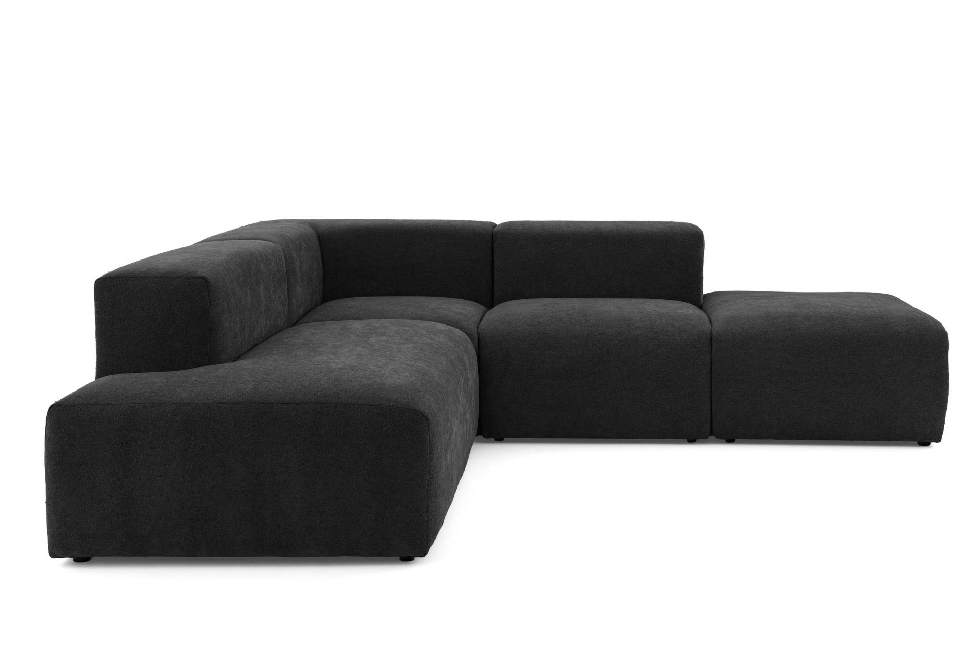 4-SITZER modulares Ecksofa HEAVEN SET 3 Links, Breite 270 cm Webstoff Schwarz - Schwarz, Holz/Kunststoff (245/270cm) - Muffo