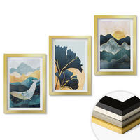 WANDBILDER 3er Set - 20x30 cm Goldrahmen - Abstrakte Bergansichten - Goldfarben, Kunststoff (20/30cm) - ArtPrintCave