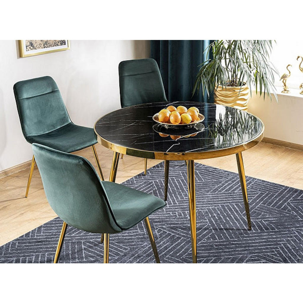 Thumbnail - Feldmann-Wohnen Esstisch, Schwarz, Gold, Holz, Rund,Rund, 100x75x100 cm, Esszimmer, Tische, Esstische
