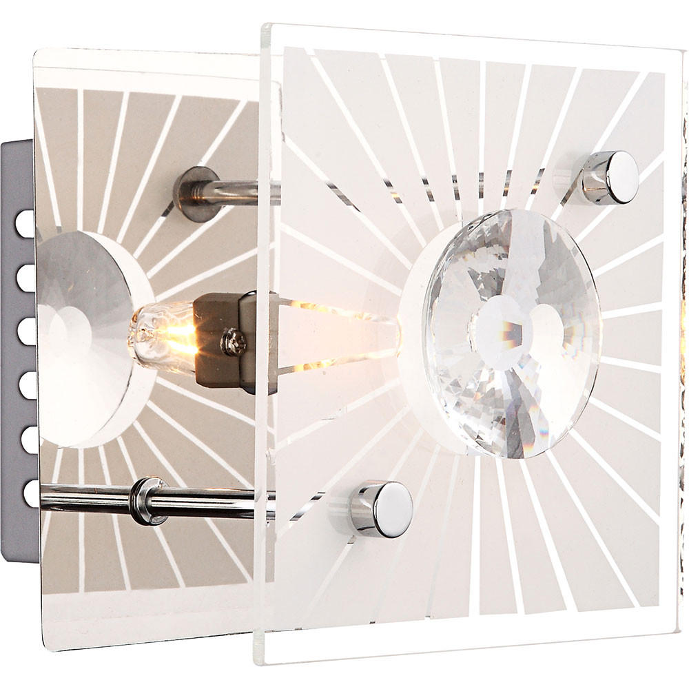 LED WANDLEUCHTE Metall Silber Kristalloptik - Silberfarben, Glas (11/10/11cm) - Globo Lighting