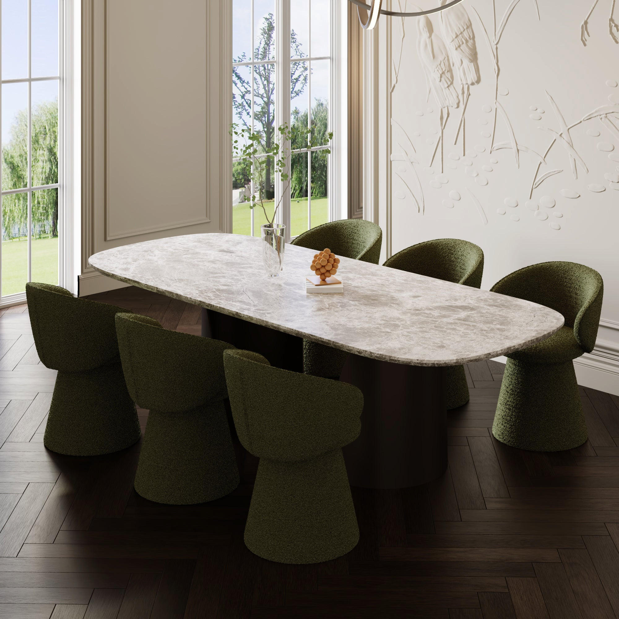 STUHL Bouclé-Stoff Khakigrün 54cm - Olivgrün/Grün, Textil (54/77.5/53.5cm) - Sia Home