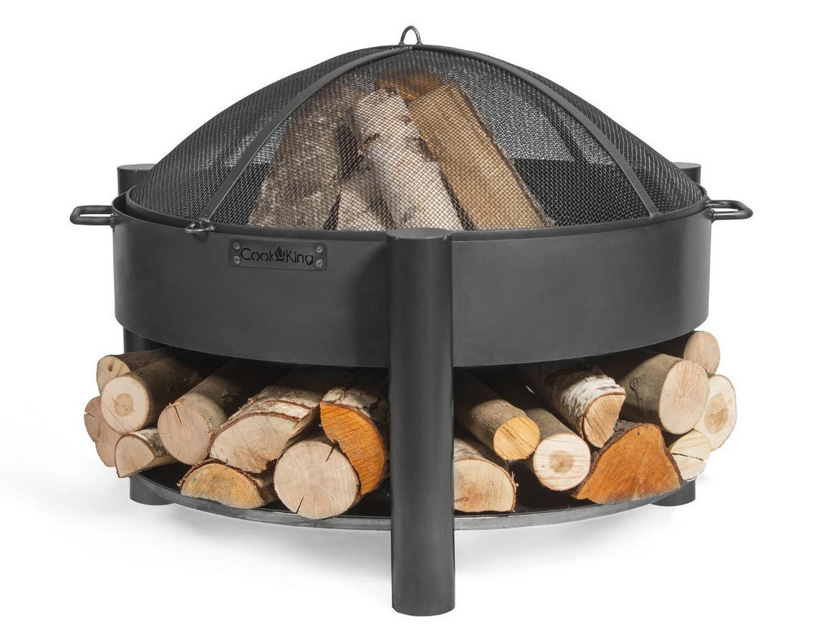 FEUERSCHALE Washington Stahl rund Ø 60 cm mit seitlichen Griffen - Schwarz, Metall (60/45/60cm) - Mr. Deko