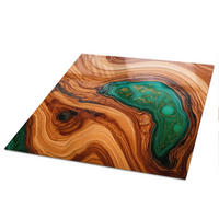 TISCHPLATTE 50x50 cm – Holzwellen - Braun, Glas (50/50/0.4cm) - Wallfluent