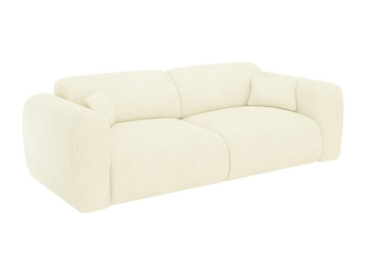 SCHLAFSOFA - 4 Personen - Samt, Stoff - Gebrochenes Weiß - - Weiß, Textil (240/73/97cm) - Vente-Unique