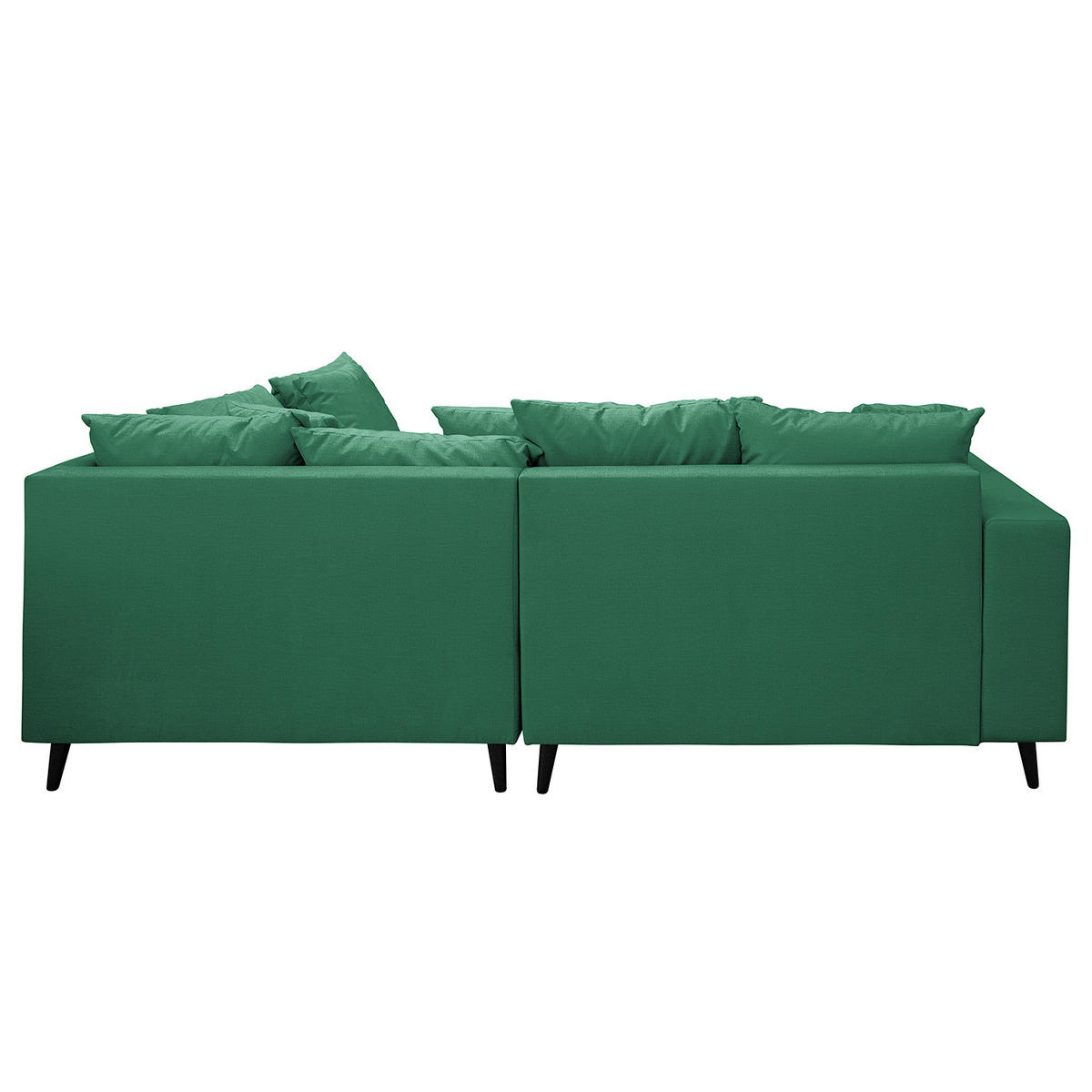 ECKSOFA mit Ottomane und Hocker - Dunkelgrün/Schwarz, Birkenholz/Textil (247/174cm) - home24