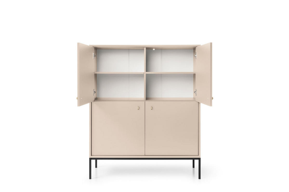 KOMMODE - kommode Melody I 104 4D Beige + Schwarz - Beige/Schwarz, Holzwerkstoff (104/125/39cm) - Möblo