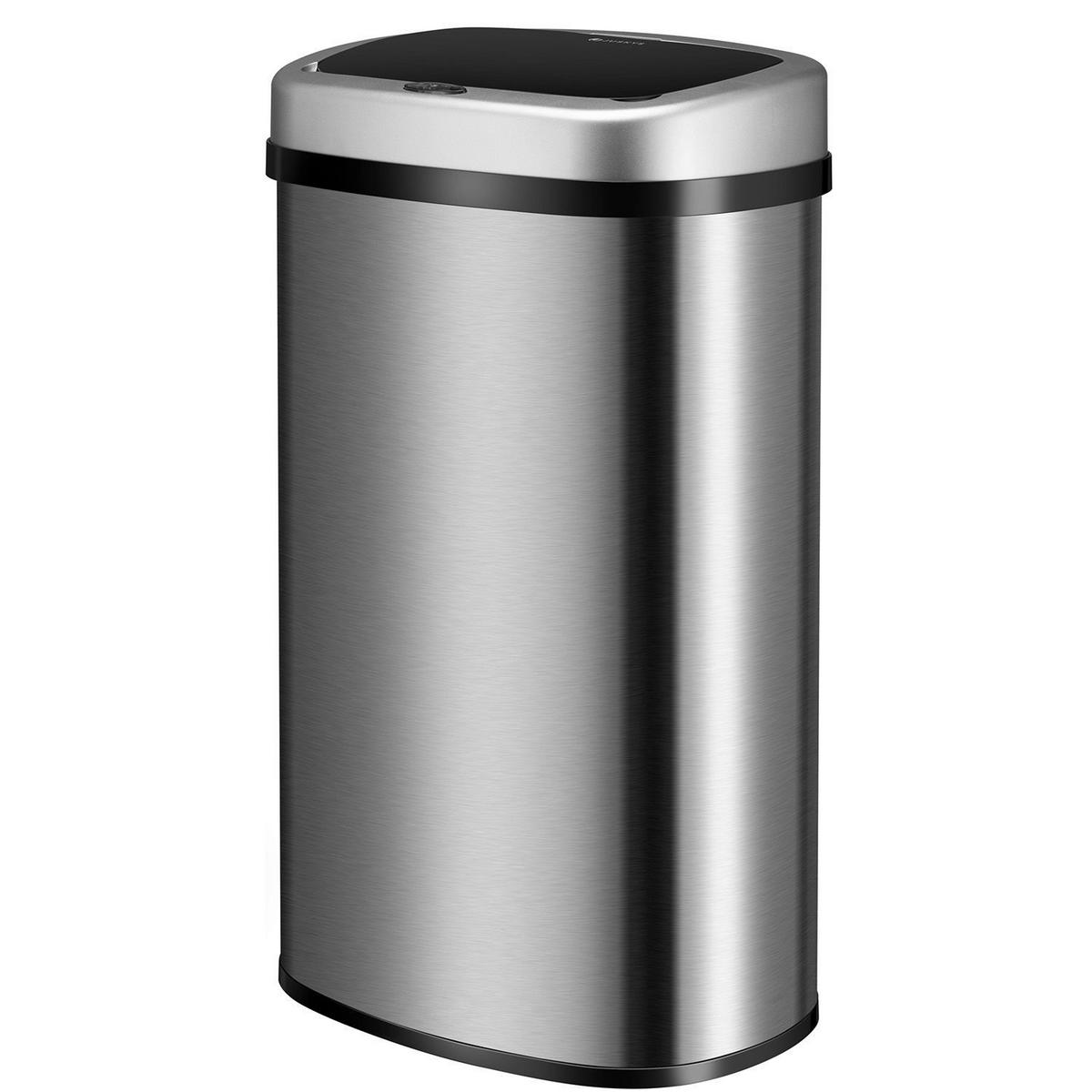 MÜLLEIMER viereckig 60L silber mit Sensor - Silberfarben, Metall (40/63/29cm) - Juskys
