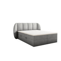BOXBETT 160x200 cm, BILBAO, Elegant dekoratives Kopfteil, Mit Bettkasten und Taschenmatratze, Grau - Grau, Holzwerkstoff/Kunststoff (160/200cm) - Trada