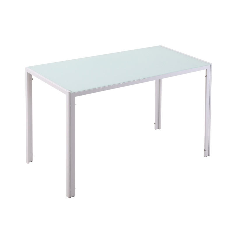 GLASESSTISCH 120/60/75 cm in Weiß mit Metallgestell für 4 Personen - Weiß, Metall (120/60/75cm) - BEAOK