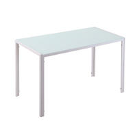 JEDÁLENSKÝ stôl, 120/60/75 cm, biely, sklenená doska s kovovým rámom - biela, kov (120/60/75cm) - BEAOK