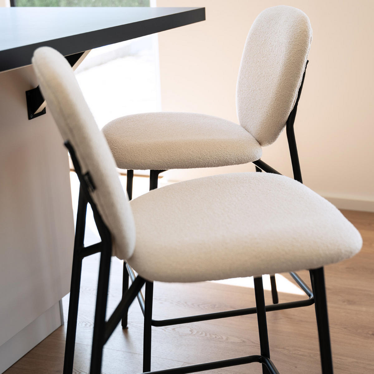 BARHOCKER CELDA - Menge: 4, Farbe: Bouclé Weiß - Weiß, Kunststoff (44/93/52cm) - Home Deluxe