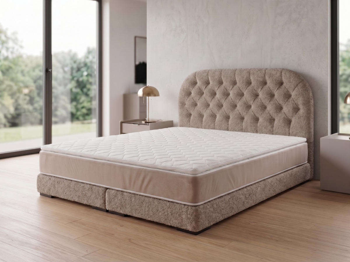 POLSTERBETT LEON4 180x 200 cm Farbe: Beige - Beige, Textil (180/200cm) - A&J MöbelLand