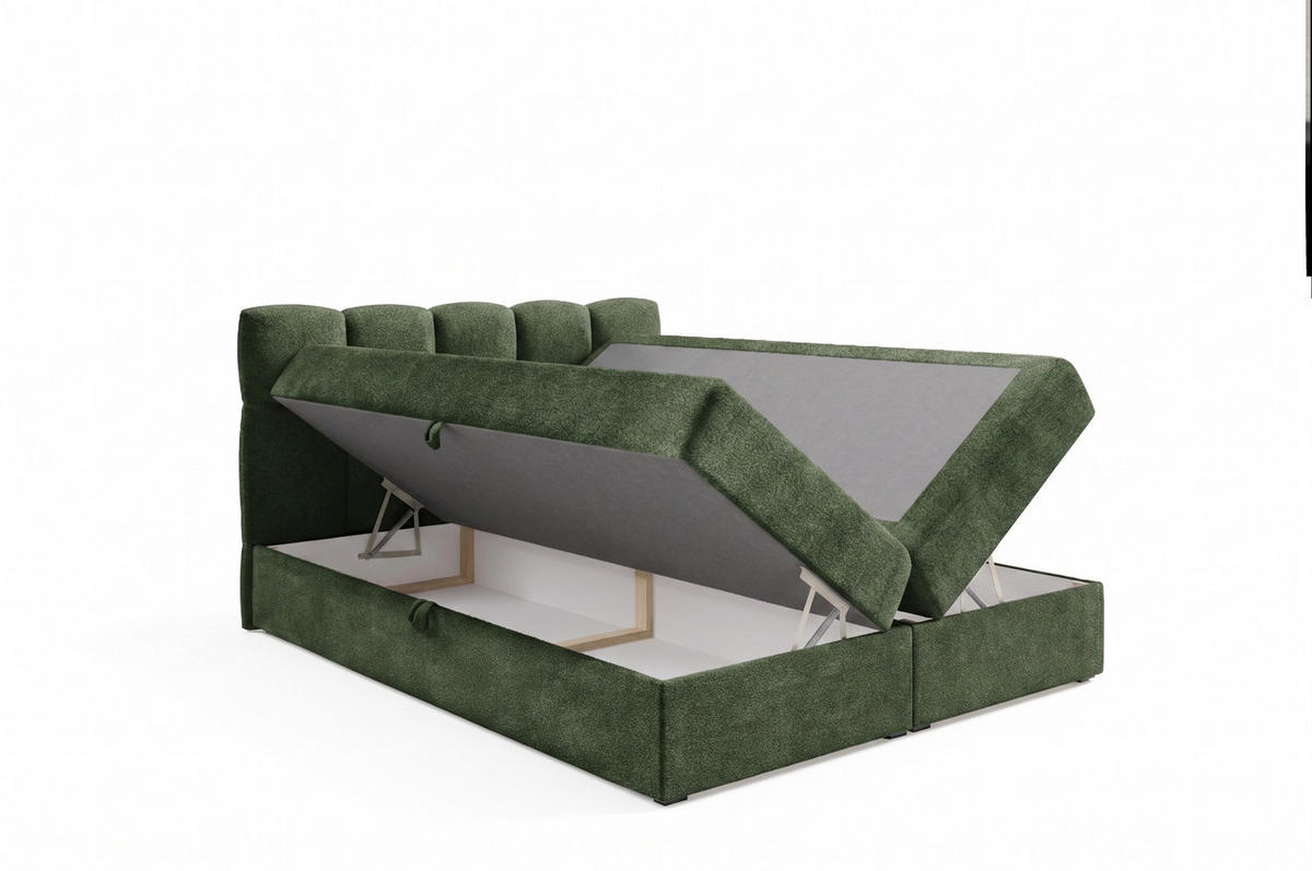 BOXSPRINGBETT mit zwei Stauräume 120x200 cm in Grün - Grün, Textil (120/200cm) - Home Collective