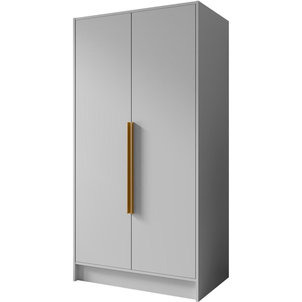 Beautysofa Drehtürenschrank Weiß, Gold 100x200x51 cm