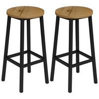 BARHOCKER 2er-Set Metall Hellbraun - Hellbraun, Holzwerkstoff/Metall (32/65/32cm) - Begryf
