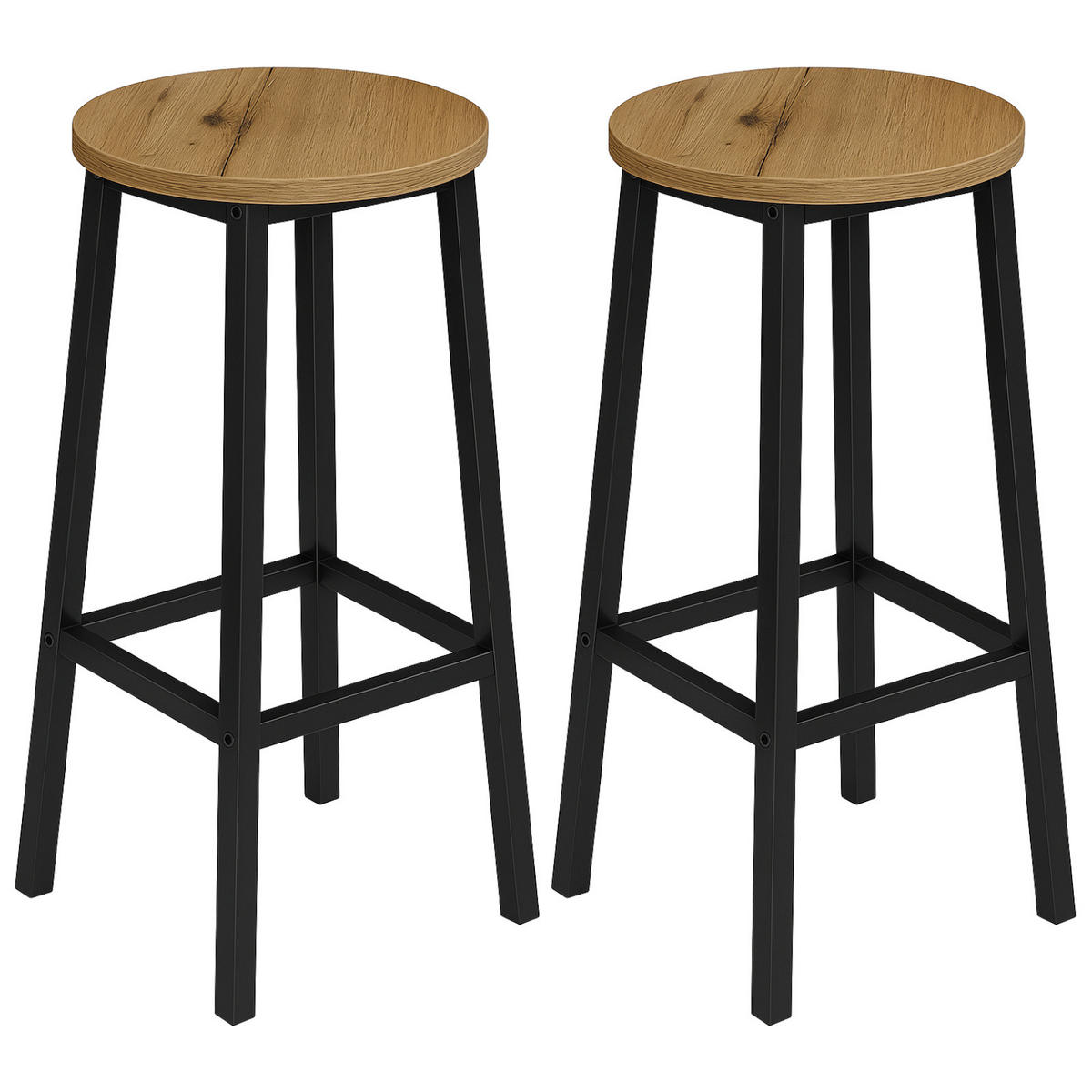 BARHOCKER 2er-Set Metall Hellbraun - Hellbraun, Holzwerkstoff/Metall (32/65/32cm) - Begryf