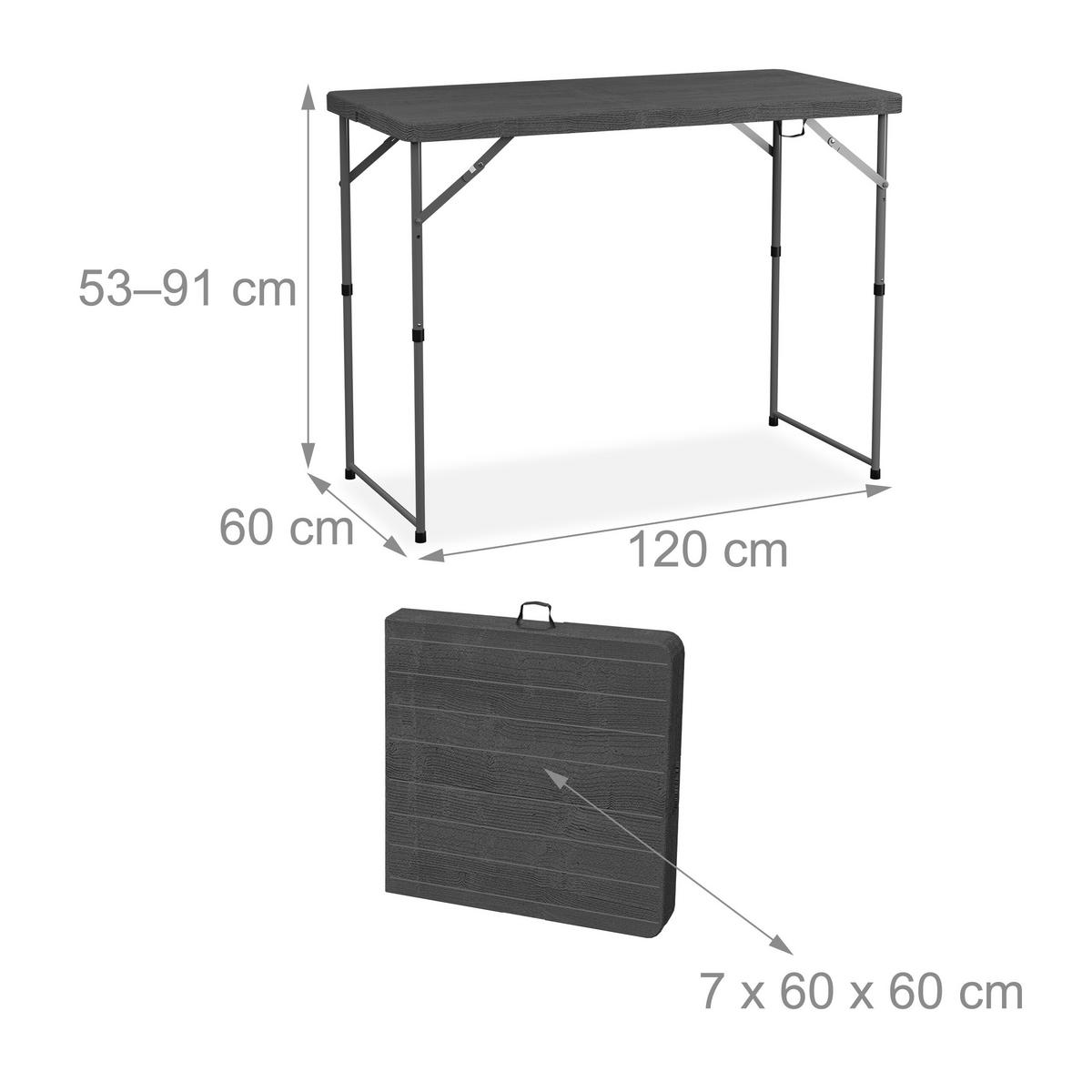 GARTENTISCH - Grau, Kunststoff/Metall (60/120/74cm) - Relaxdays