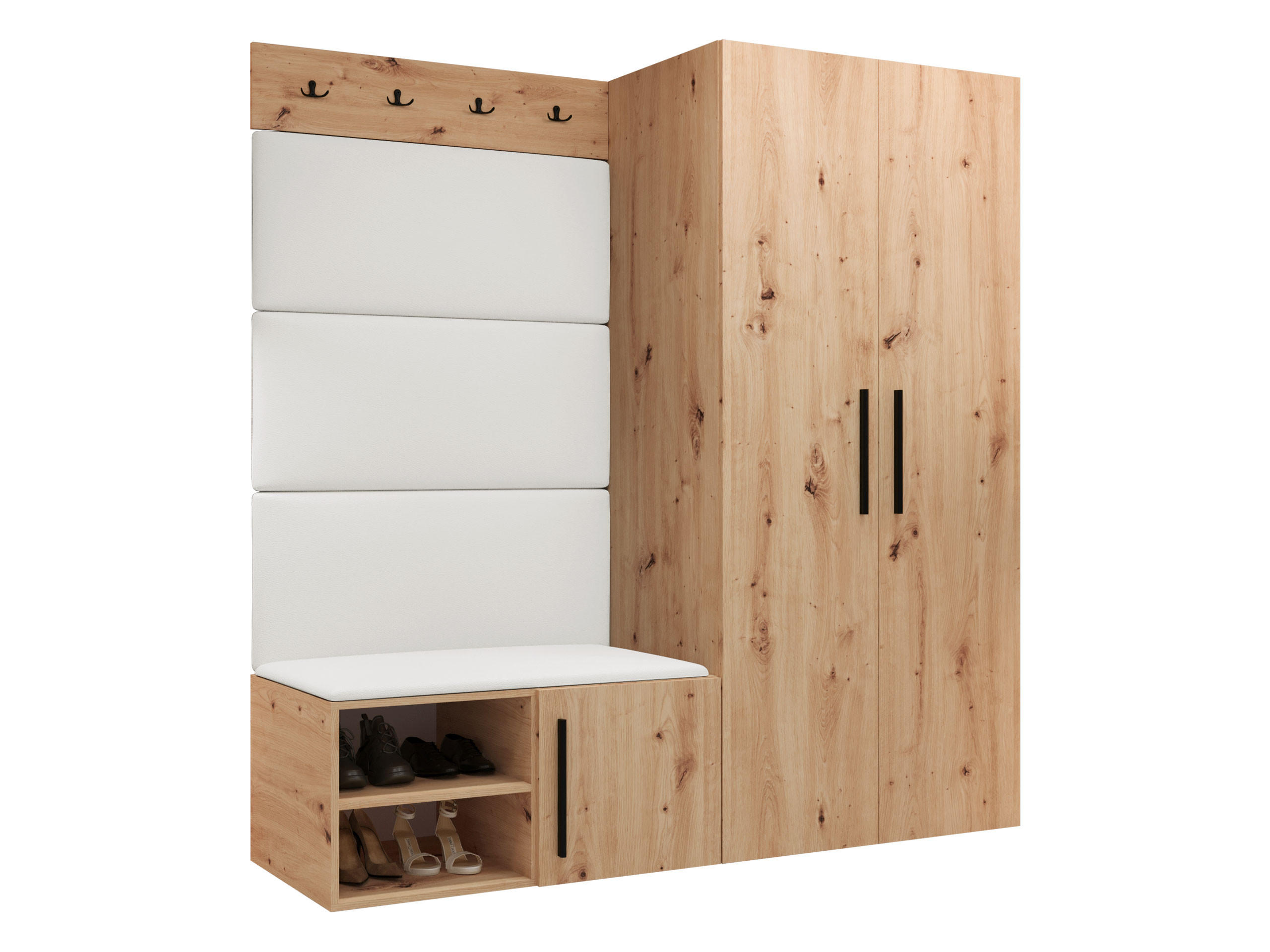 GARDEROBEN-SET Medi I - Schwarz/Weiß, Holzwerkstoff/Kunststoff (80/191/50cm) - MIRJAN24