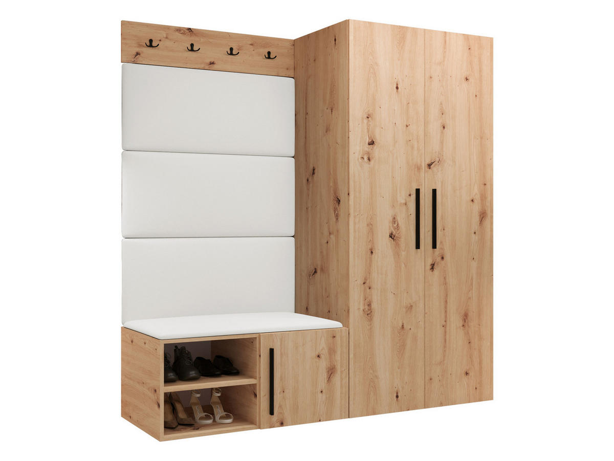 GARDEROBEN-SET Medi I - Schwarz/Weiß, Holzwerkstoff/Kunststoff (80/191/50cm) - MIRJAN24