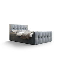 BOXBETT MANHATTAN mit Matratze H3, Bonell und Topper 160x200 Monolith 70 - Hellblau, Holz/Textil (160/200cm) - Bedante