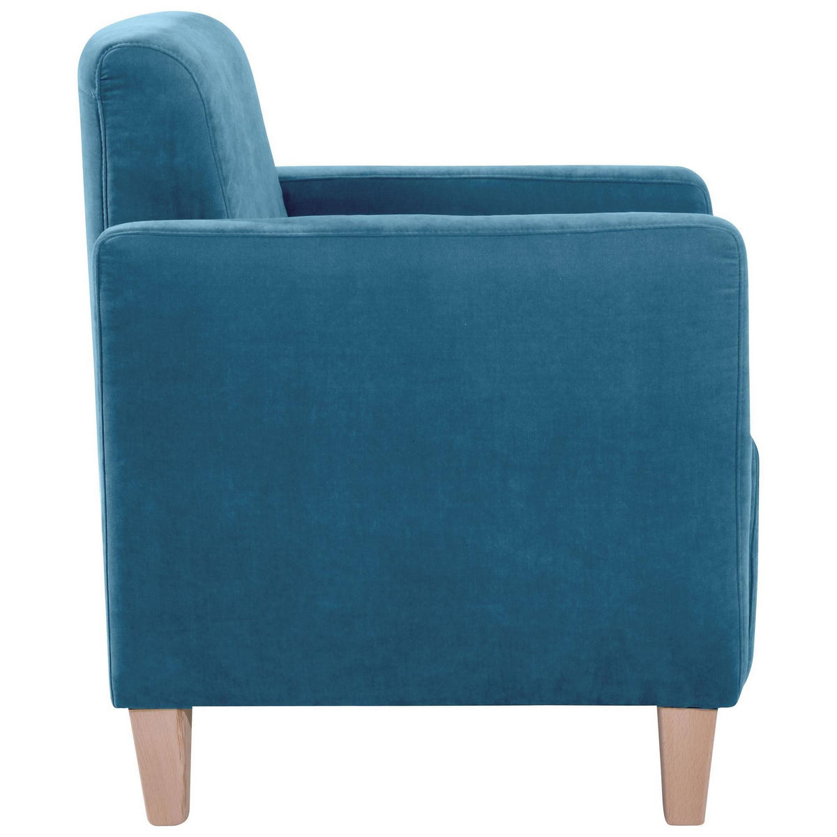 SESSEL Karol Bezug Veloursstoff Buche natur / petrol - Blau, Kunststoff (71/81/70cm) - 58aufmkessel