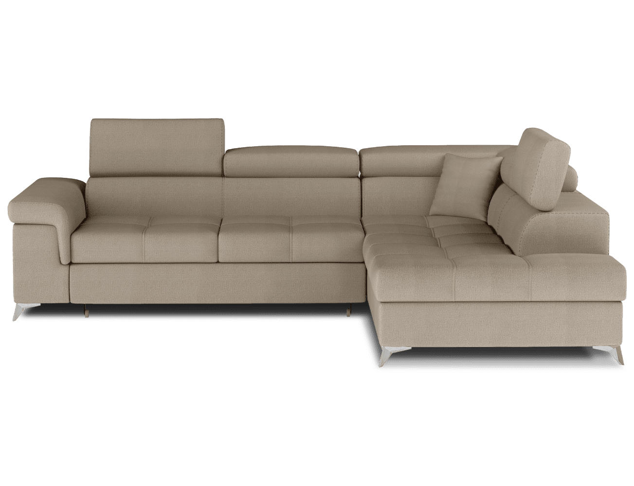 ECKSOFA mit Schlaffunktion und Bettkasten, pflegeleichter Monolith-Stoff - Chromfarben/Braun, Textil/Metall (202/275cm) - Eltap