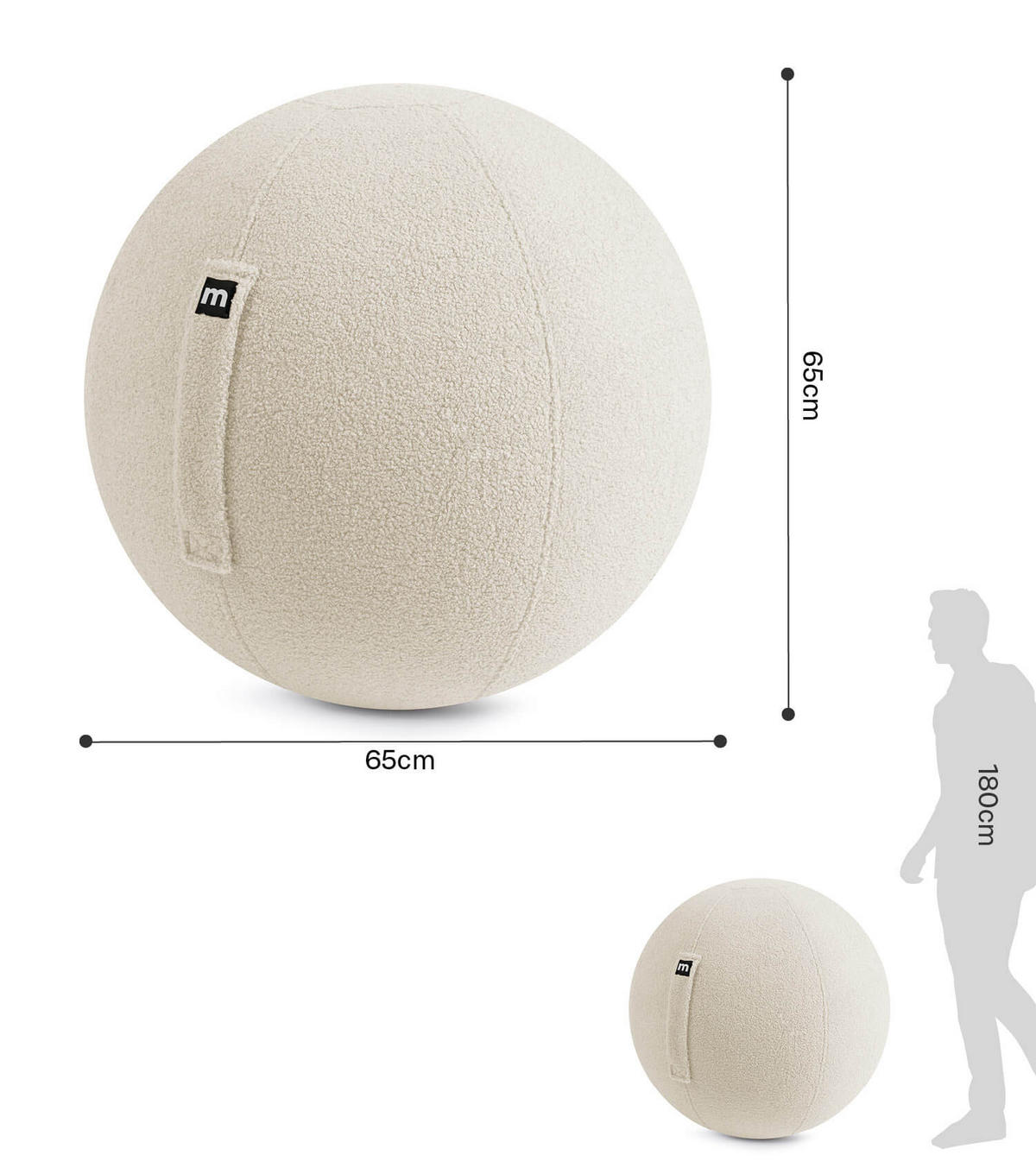 SITZBALL Der Runde - Beige, Textil (65/65/65cm) - Mokebo