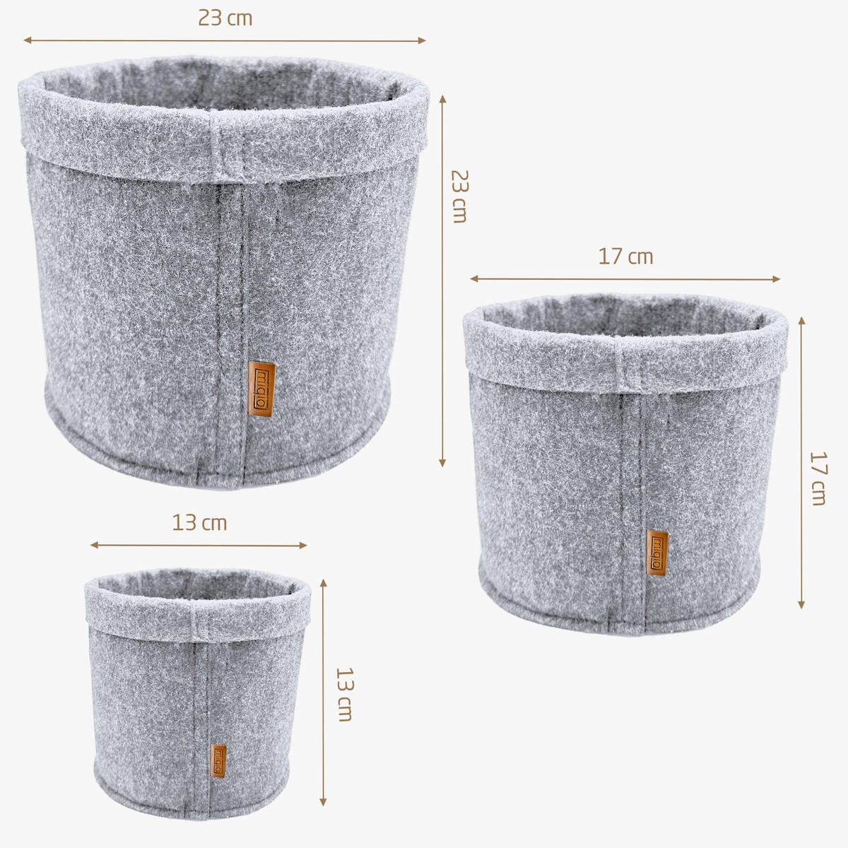 AUFBEWAHRUNGSKÖRBE 3er-Set - Hellgrau, Textil (23/23/23cm) - Miqio Design