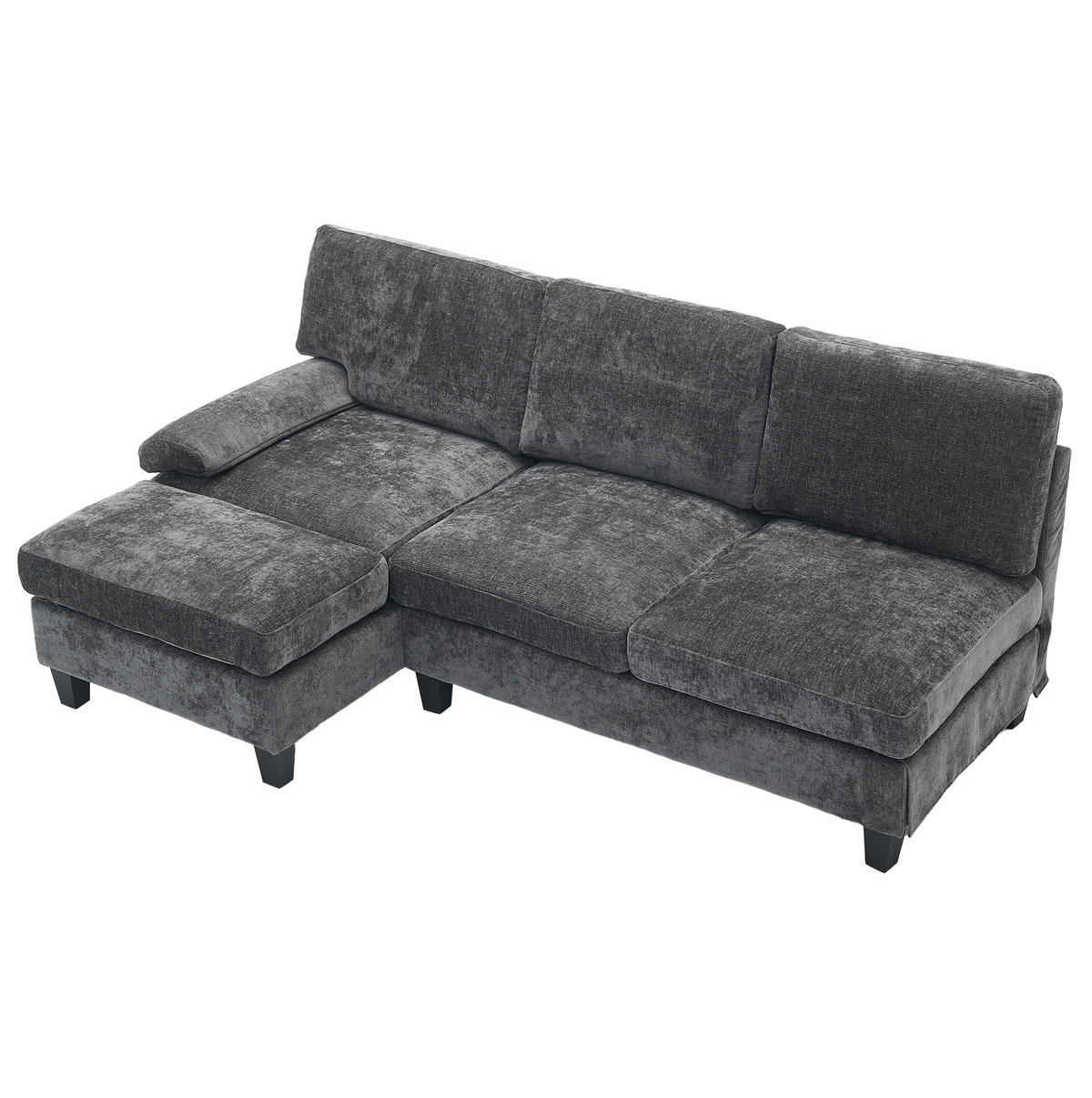 ECKSOFA L-Form, Stoff mit Schlaffunktion, 194/118/81 cm, Grau - Grau, Textil (118/194cm) - Redom