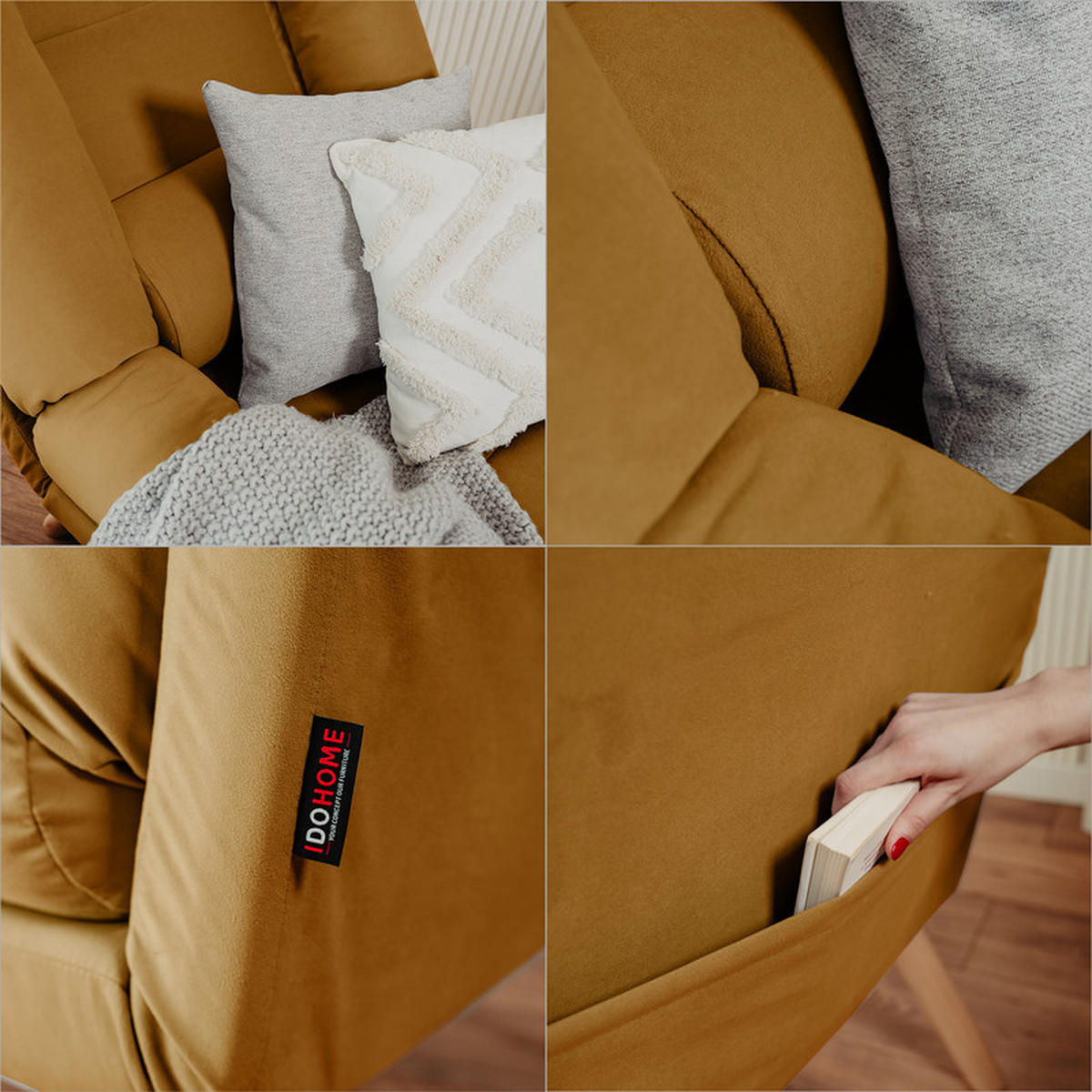 RELAXSESSEL LILA mit hocker, 75/75/100 cm, Senfgelb - Dunkelgelb, Holz/Textil (75/100/75cm) - Idohome