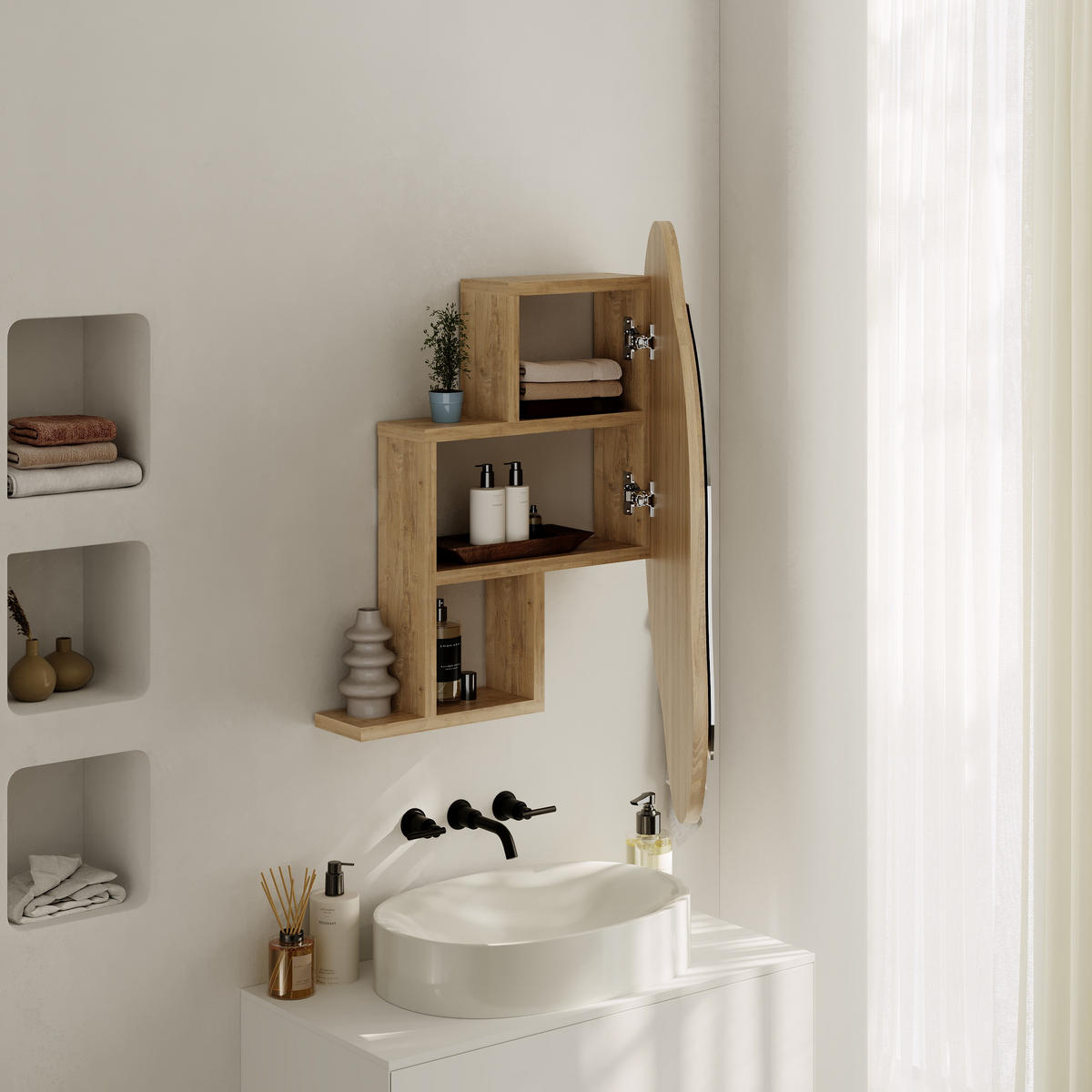 SPIEGELSCHRANK Cloud Eiche 60/75/13 cm - Eichefarben, Holzwerkstoff (60/75/13cm) - Decortie
