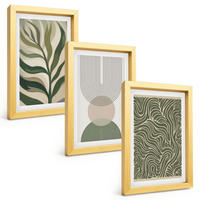 BILDER SET 3er Set - 20x30 cm Goldrahmen - Geometrische Blattformen - Goldfarben, Kunststoff (20/30cm) - TULUP