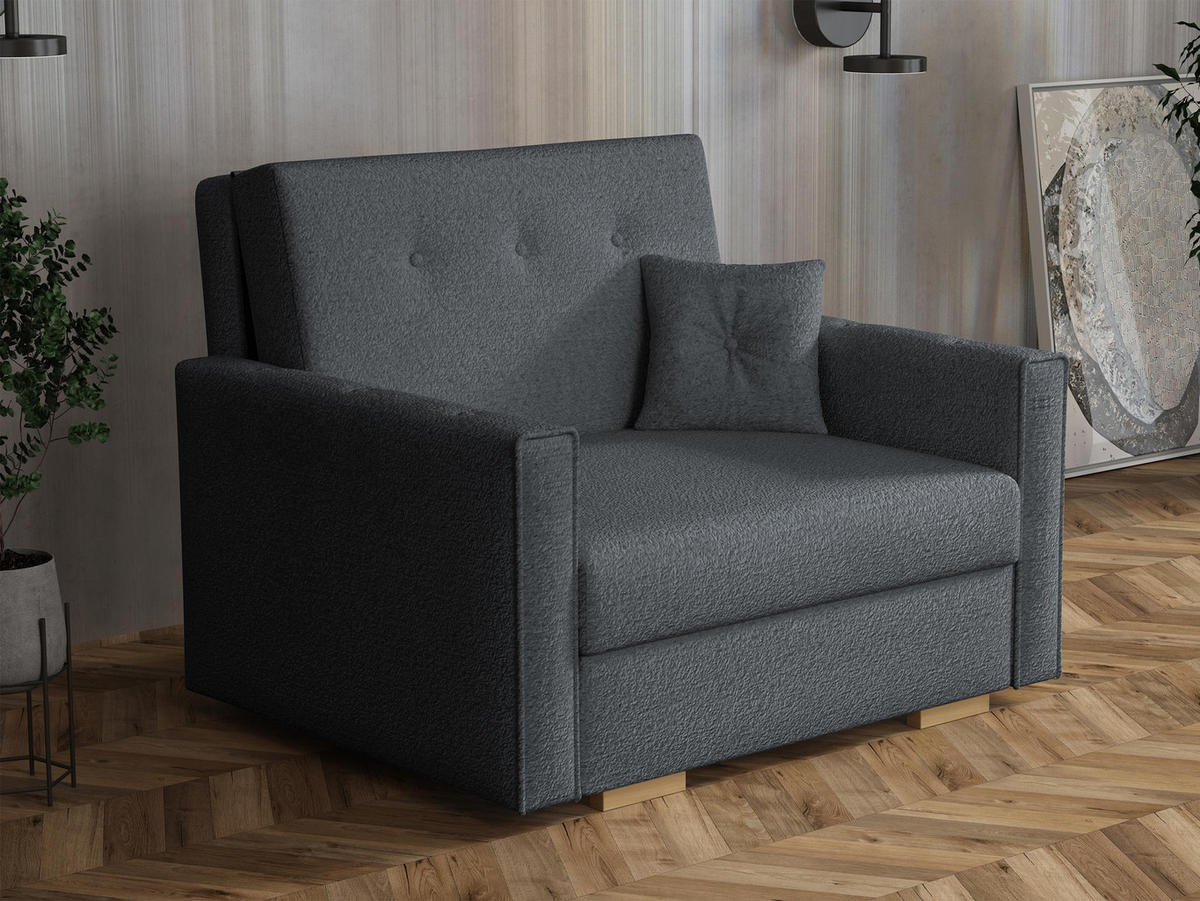 SCHLAFSOFA Viva Sonic I - Dunkelgrau/Schwarz, Holz/Textil (103/85/100cm) - MIRJAN24