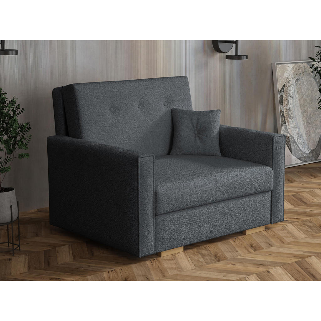 Thumbnail - Mirjan24 Schlafsofa, Dunkelgrau, Textil, Kiefer, 1-Sitzer, Rechteckig, 103x85x100 cm, Wohnzimmer, Sofas & Couches, Schla...