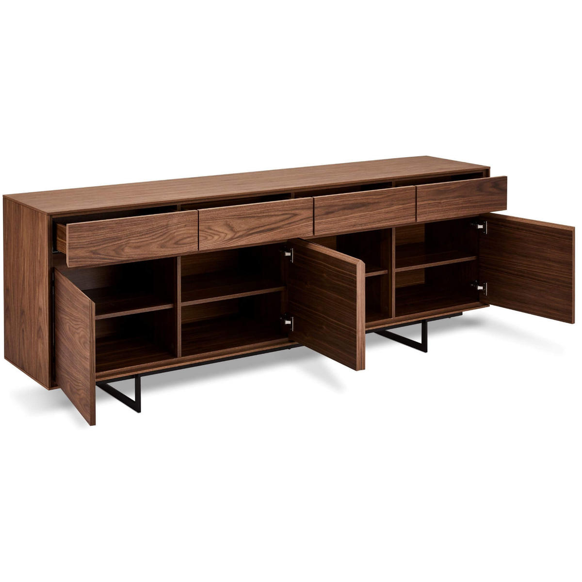 SIDEBOARD Amerikanisches Walnussfurnier - Walnussfarben/Schwarz, Holzwerkstoff/Metall (205/82/45cm) - Furnhouse