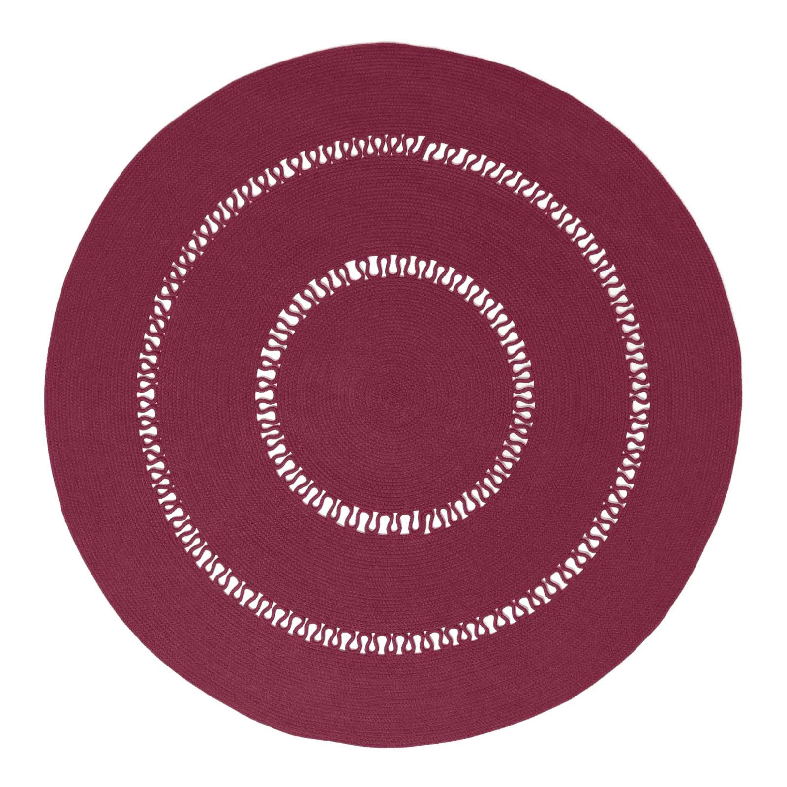TEPPICH geflochten rund mit Häkel-Muster 150 cm - Weinrot, Textil (150/150cm) - Homescapes