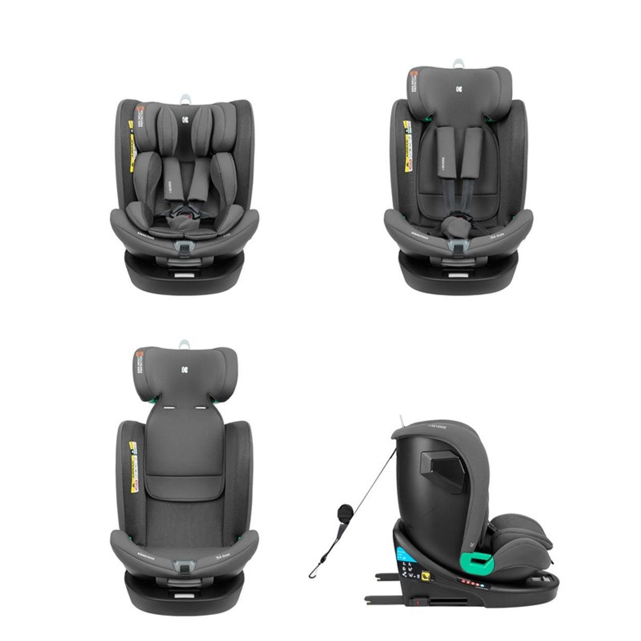 KINDERSITZ i-Reverse i-Size grau (40-150cm) Isofix 360-Drehung 5-Punkt-Gurt - Grau, Kunststoff (43/55/53cm) - Kikka boo